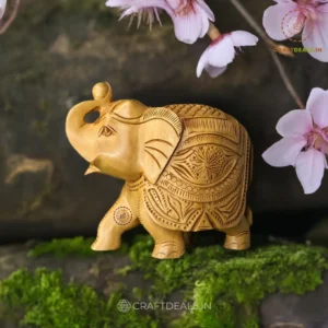Indian Wooden Elephant Showpiece –  Art Collectible (5" inch)