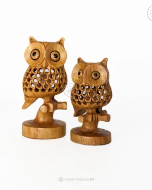 Wooden Owl | Handcrafted Owl with Owlet carved inside (1 pc)