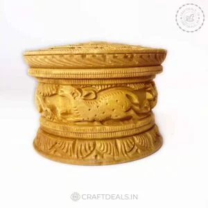 Wooden Carved Box with a scene of wild animals closed lid