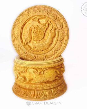 Wooden Carved Box with a scene of wild animals lid on top