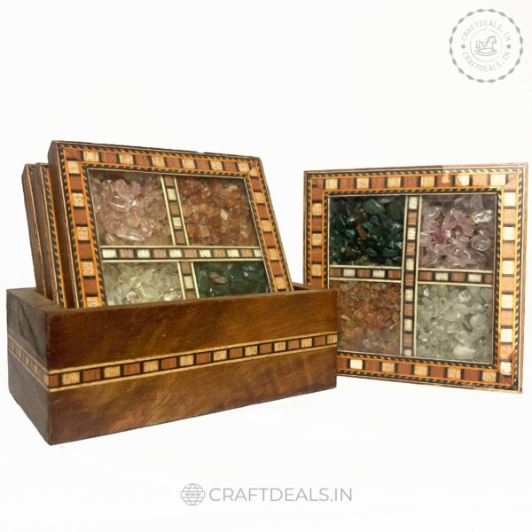 Rajasthani Gemstone Tea Coaster set | 4 Piece Set