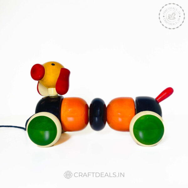 Pull Along Toy Wooden Dog | Channapatna Handmade Toy - Image 2