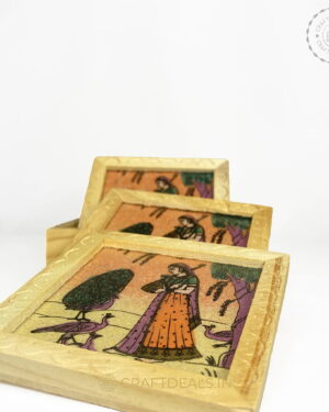 Handcraft Wooden Tea Coaster craftdeals.in set