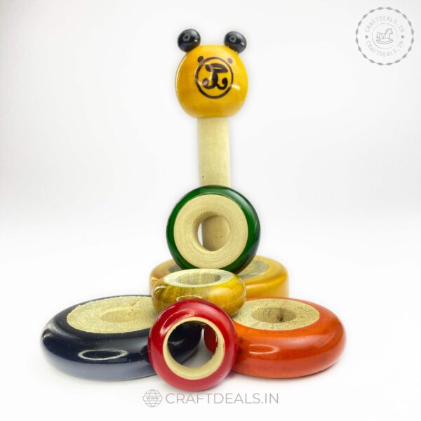 Wooden Ring Stacker Toy | Channapatna Educational Toy - Image 3