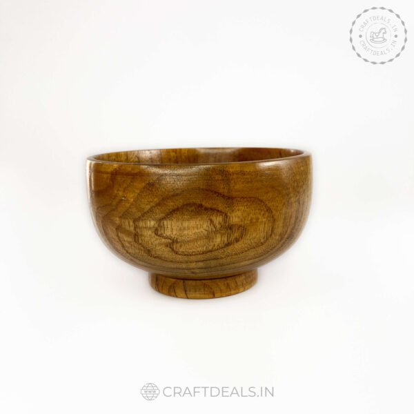 Eco-friendly wooden serving bowl with unique grain patterns and natural colors