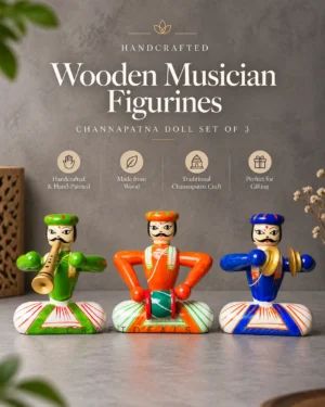Wooden Musician Figurines – Channapatna Doll (Set of 3) - Image 5