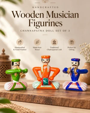 Wooden Musician Figurines – Channapatna Doll (Set of 3) - Image 3