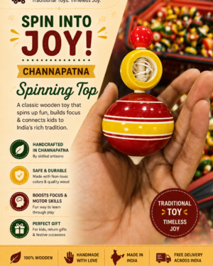 Wooden Spinner Toys | Colorful Spinning Tops (pack of 2)