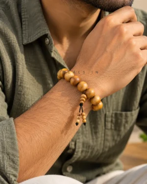Wooden Bracelet for Men – 12mm Sandalwood Bead Bracelet - Image 4
