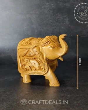 Trunk Up Elephant | Hand Carved Wooden Elephant | Home Decor