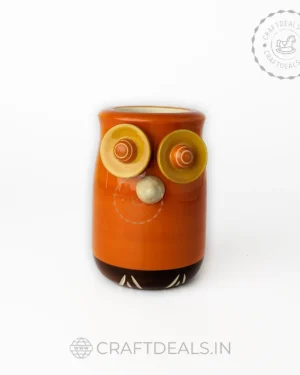 Owl Shaped Wooden Pen Holder made in Channapatna