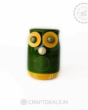 Owl Shaped Wooden Pen Holder made in Channapatna
