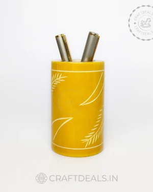 Wooden pen stand on a desk