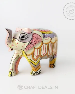 Hand-painted pink wooden elephant statue for home decor