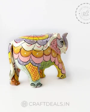 Hand-painted pink wooden elephant statue for home decor