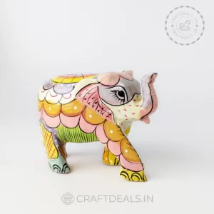 Hand-painted pink wooden elephant statue for home decor