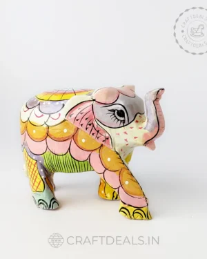 Hand-painted pink wooden elephant statue for home decor