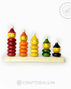Handmade Wooden Peppy Five Toy - Colorful and creative wooden toy with five different shapes and vibrant colors.