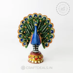 Wooden hand-painted peacock decor