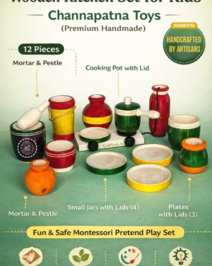 premium wooden kitchen set for kids channapatna toys 12 piece cooking set