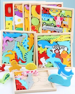 Wooden Puzzle 3D Jigsaw Toy- Nature and Learning (Pack of 3)