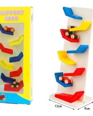 Wooden Slippery Car and Car Zig Zag Track Drop Toy