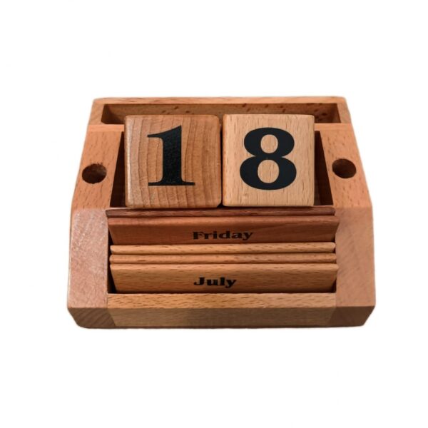 Wooden Block Desk Calendar - Neverending Date Calendar - Organize your days with our timeless wooden block desk calendar.