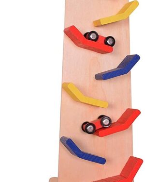 Wooden Slippery Car and Car Zig Zag Track Drop Toy