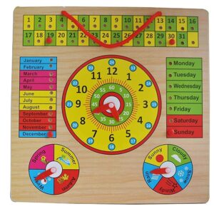 Wooden Calendar, Clock, Weather, and Seasons Board for Kids Learning