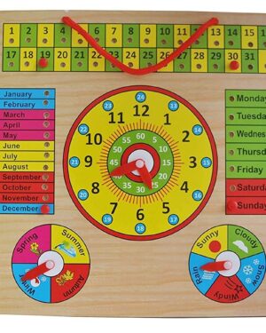Wooden Calendar, Clock, Weather, and Seasons Board for Kids Learning