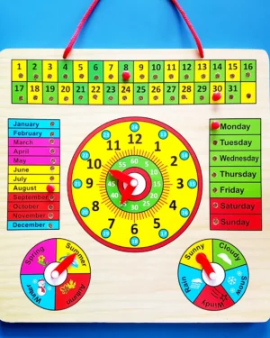 Wooden Calendar, Clock, Weather and Seasons Board for Kids Learning