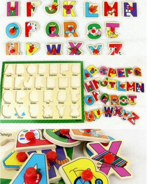 Wooden Number 123 and ABC Alphabets Board - Educational Matching Puzzle Toy for Kids