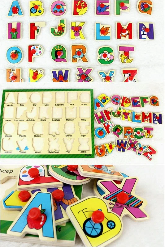 Wooden Number 123 and ABC Alphabets Board - Educational Matching Puzzle Toy for Kids