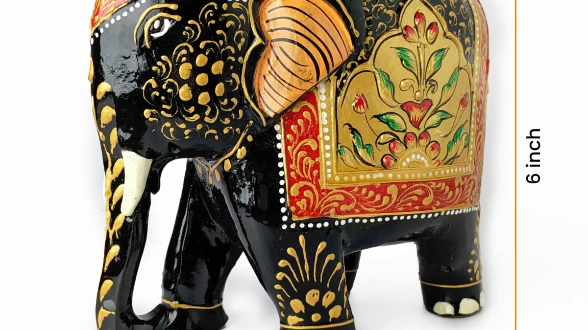 Painted 2024 wooden elephant