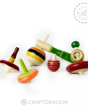 Wooden Spinner Toy - Handcrafted in Channapatna, vibrant colors and exquisite design.