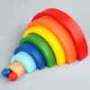 Wooden Rainbow Stacking Toys - Montessori-inspired colorful building blocks for kids