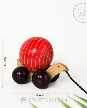 Channapatna Toy Big Wooden Snail ToTo Toy For Kids Pull Along Toy
