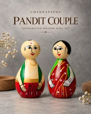 Channapatna Doll – Indian Pandit Couple Set of 2