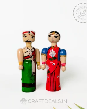 Channapatna Dolls Indian Traditional Couple Handcrafted  (2 Pcs)