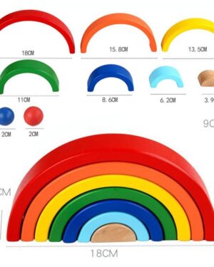 Wooden Rainbow Stacking Toys - Montessori-inspired colorful building blocks for kids