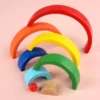 Wooden Rainbow Stacking Toys - Montessori-inspired colorful building blocks for kids