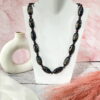 Handcrafted Oval Wooden Beads Premium Necklace | Harmless Organic Dye Colors (Black, Orange, Green) Cruelty Free, Responsible Fashion