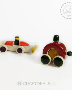 Channapatna Toy Cars: Playful Speedsters Handmade Joy for Little Racers (Pack Of 2) | Safe Non Toxic Toys For Kids Natural Organic Colors