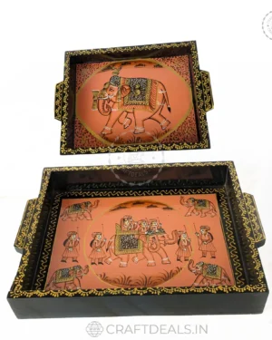 Royal Handcrafted Wooden Tray Hand Painted (Pack of 2)