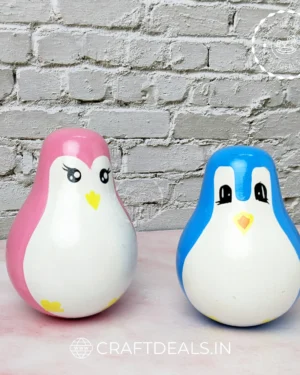 Wooden Roly Poly Toy | Wobbling Penguin Channapatna Toy  (1 Pc)
