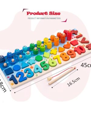 Preschool Math Playset: Wooden Toy Kit with Magnetic Fishing, Shape Sorting, and Number Puzzles (Ages 3-5)