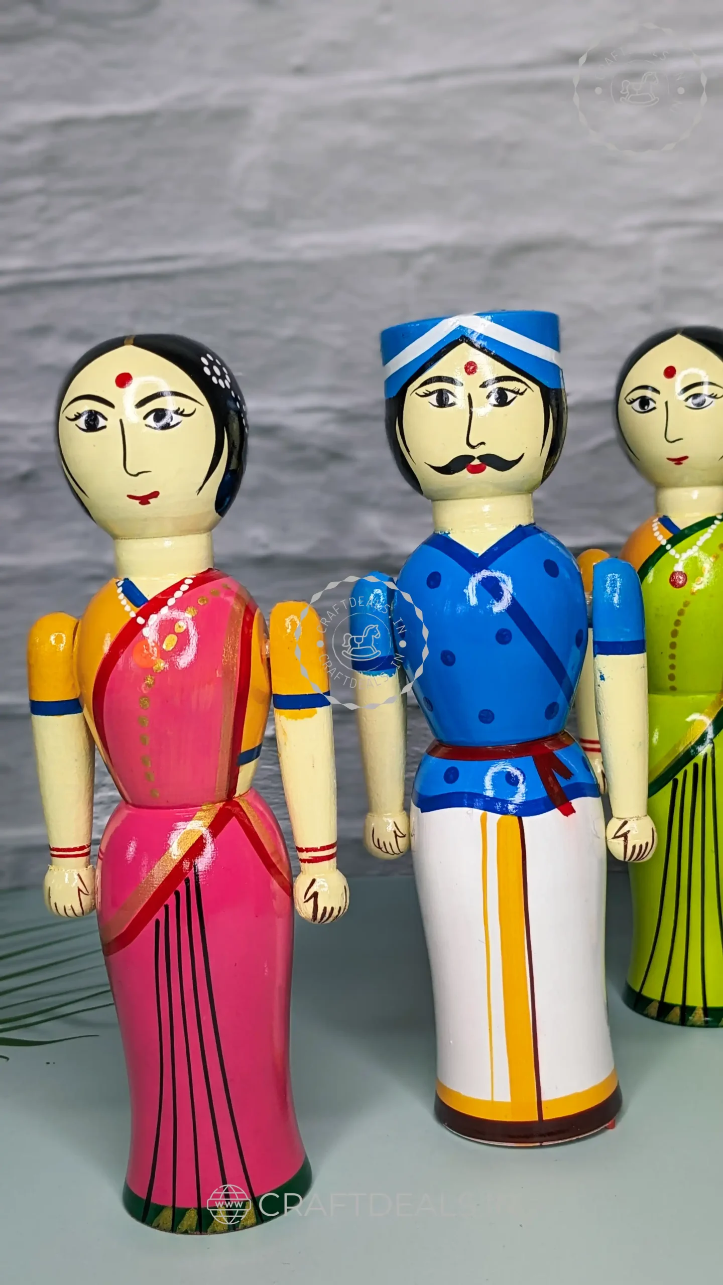 Channapatna Dolls Indian Traditional Rural Couple, Wooden Imaginative Play  Toy - Set Of 2 Pcs