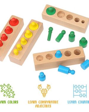 Knobbed Cylinders Montessori Set - Wooden Toy