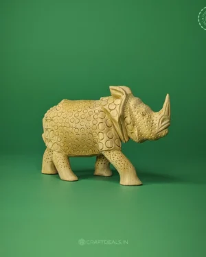 Handcrafted Wooden Rhino Décor - Indian Artisan Craftsmanship