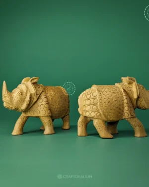 Handcrafted Wooden Rhino Décor - Indian Artisan Craftsmanship